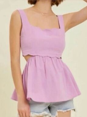 HEYSON Lilac Open Back Peplum Tank‎